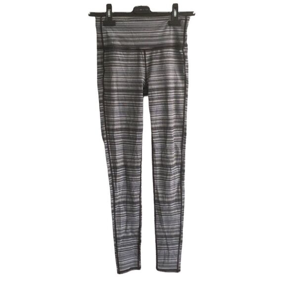 Athleta High Rise Stripe Chatauranga Leggings Tights Pants Black White S - Picture 1 of 6
